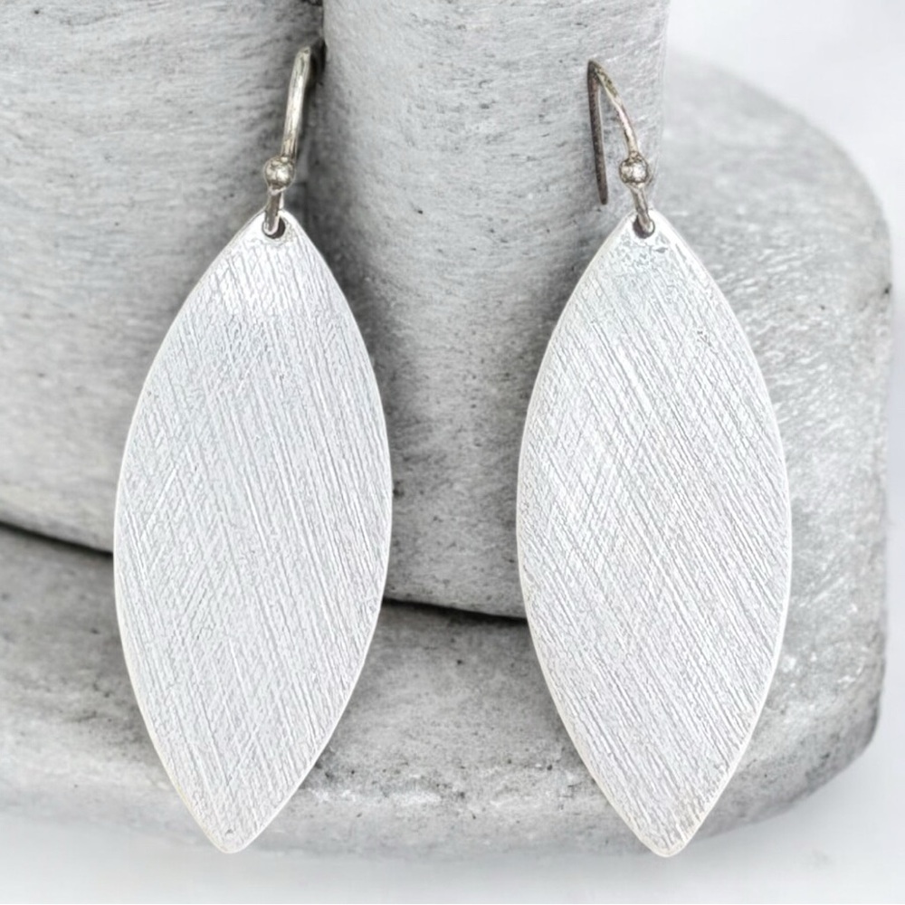 Brushed Silver Leaf Earrings